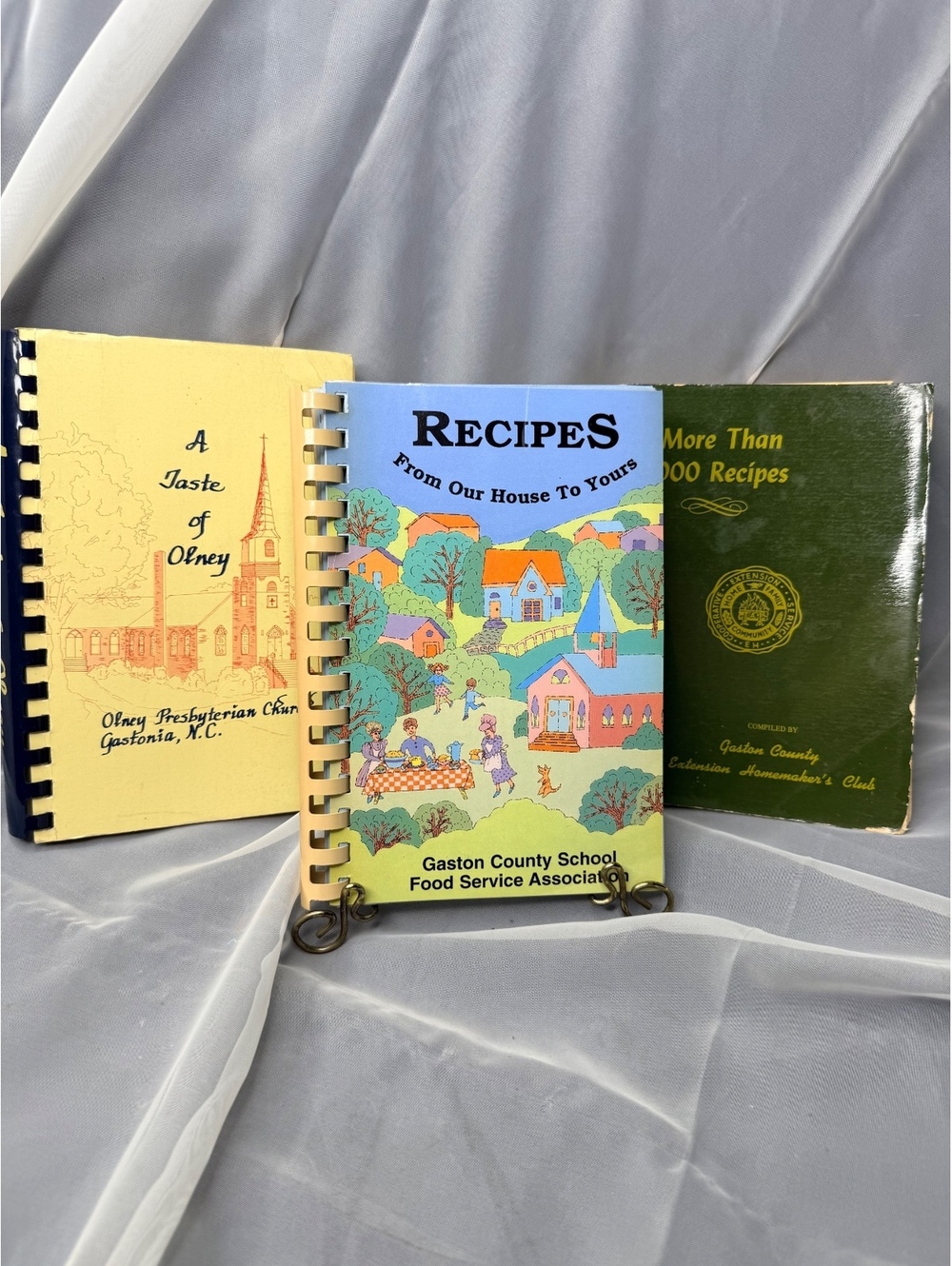Gaston County NC Community Cookbook Set of 3 Spiral Bound Vintage 1970 1990